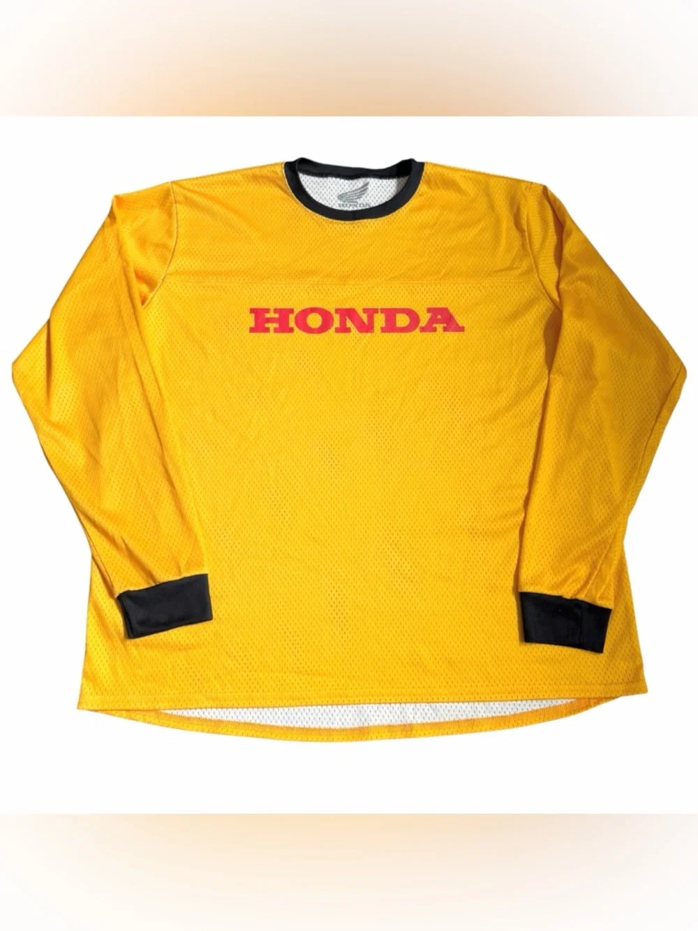 Honda Men’s Retro Mesh Racing Jersey Classic Logo Sz M Golden Long Sleeve GUC - Picture 1 of 8